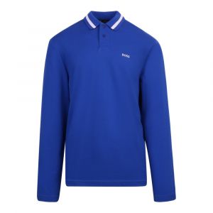 BOSS Polo Shirt Mens Medium Blue Piol L/s