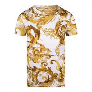 Womens White/Gold Watercolour Baroque S/s T Shirt