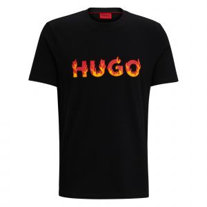 HUGO T Shirt Mens Black Danda Flame S/s T Shirt