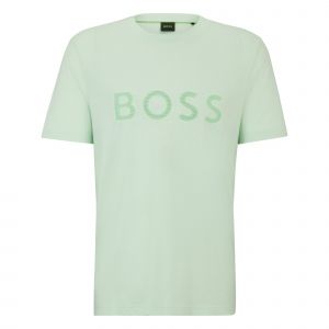 BOSS Green T Shirt Mens Mint Green Tee 1 Debossed S/s T Shirt