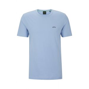 BOSS Green T Shirt Mens Open Blue Tee Curved S/s T Shirt