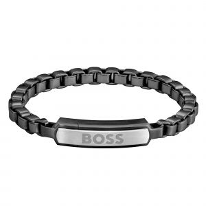 BOSS Bracelet Mens Black/Silver Devon Box Chain Bracelet
