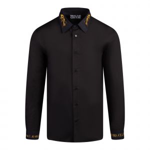 Versace Jeans Couture Shirt Mens Black Baroque Trim L/s Shirt 