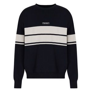 Armani Exchange Sweatshirt Mens Deep Navy/White Pepper Block Stripe | Hurleys