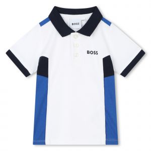 BOSS Polo Shirt Toddler White Colourblock Panel S/s Polo