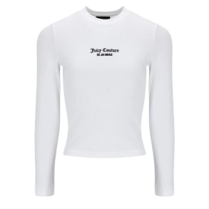 Juicy Couture T Shirt Womens White Skyler Rib Logo L/s T Shirt