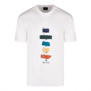 PS Paul Smith T Shirt Mens Off White Taped Bunny Reg Fit S/s T Shirt