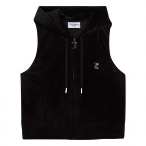 Juicy Couture Gilet Womens Black Gilly Velour Hooded Gilet 