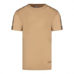 Moschino T Shirt Mens Tan Logo Tape S/s T Shirt