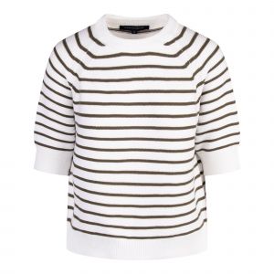 French Connection Knit Womens White Olive Lily Mozart Stripe S/s Knit