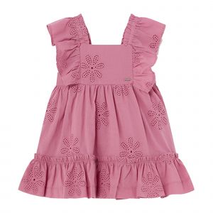 Mayoral Dress Infant Girls Hibiscus Pink Embroidered Dress 