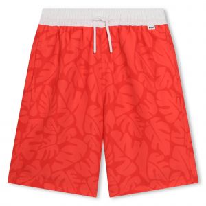 BOSS Swim Shorts Boys Bright Red Palm Print Swim Shorts