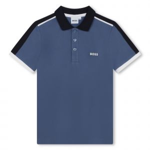BOSS Polo Shirt Boys Slate Blue Panel S/s Polo Shirt