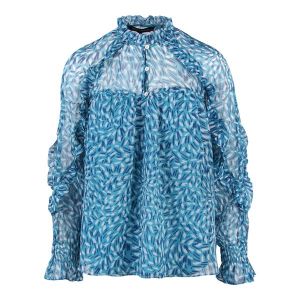 French Connection Top Womens Mosaic Blue Billi Hallie Frill | Hurleys