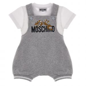 Moschino T Shirt + Dungarees Set Baby Boys Grey Toy T + Dungarees Set