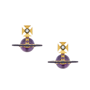 Vivienne Westwood Earrings Womens Gold/Crystal/Lavender Original Bas Relief Earrings